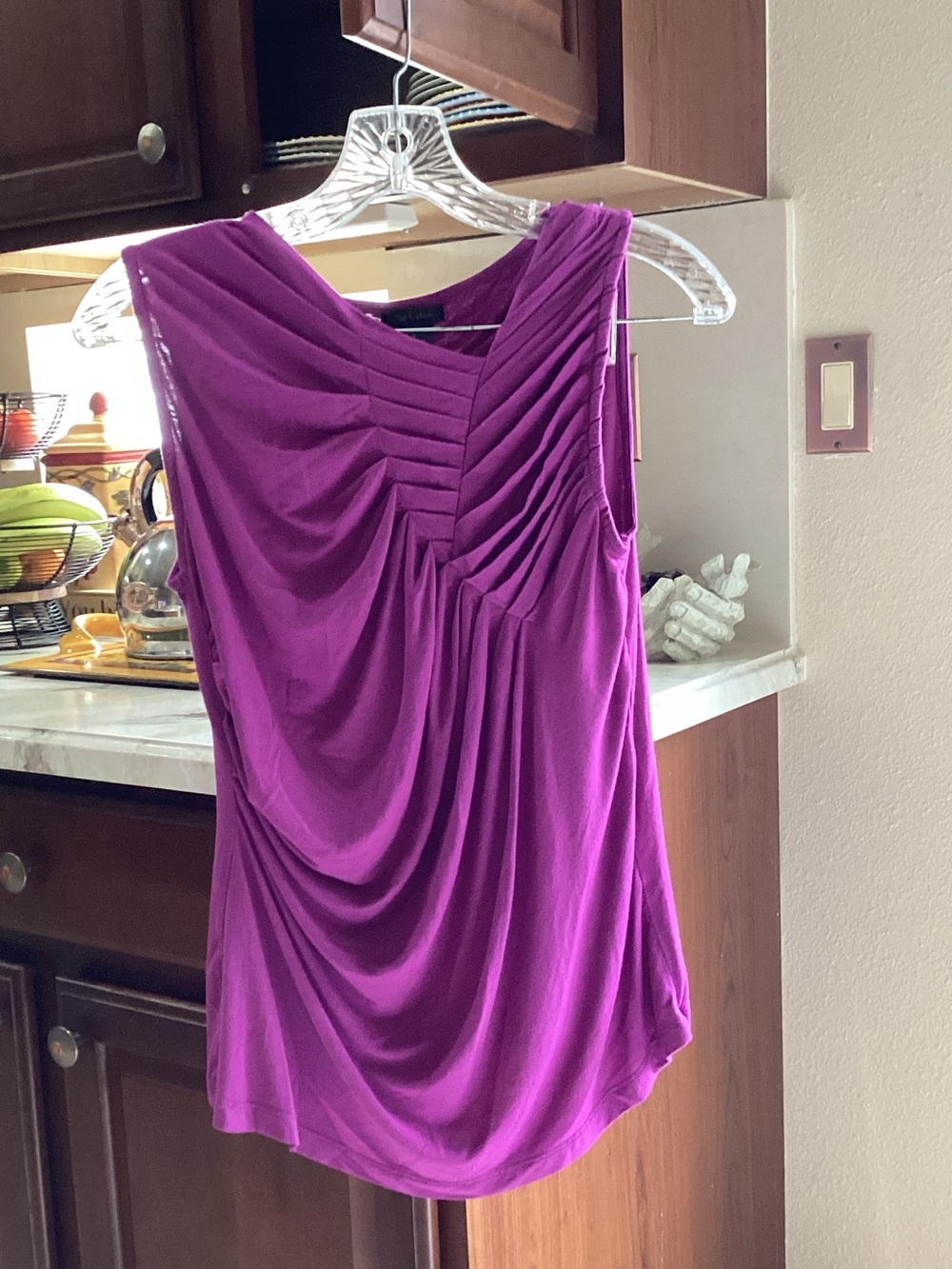 Nue Options Sleeveless Draped Ruched Tunic - Magenta Purple